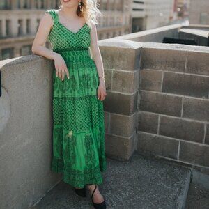 Phool vintage lime green maxi dress